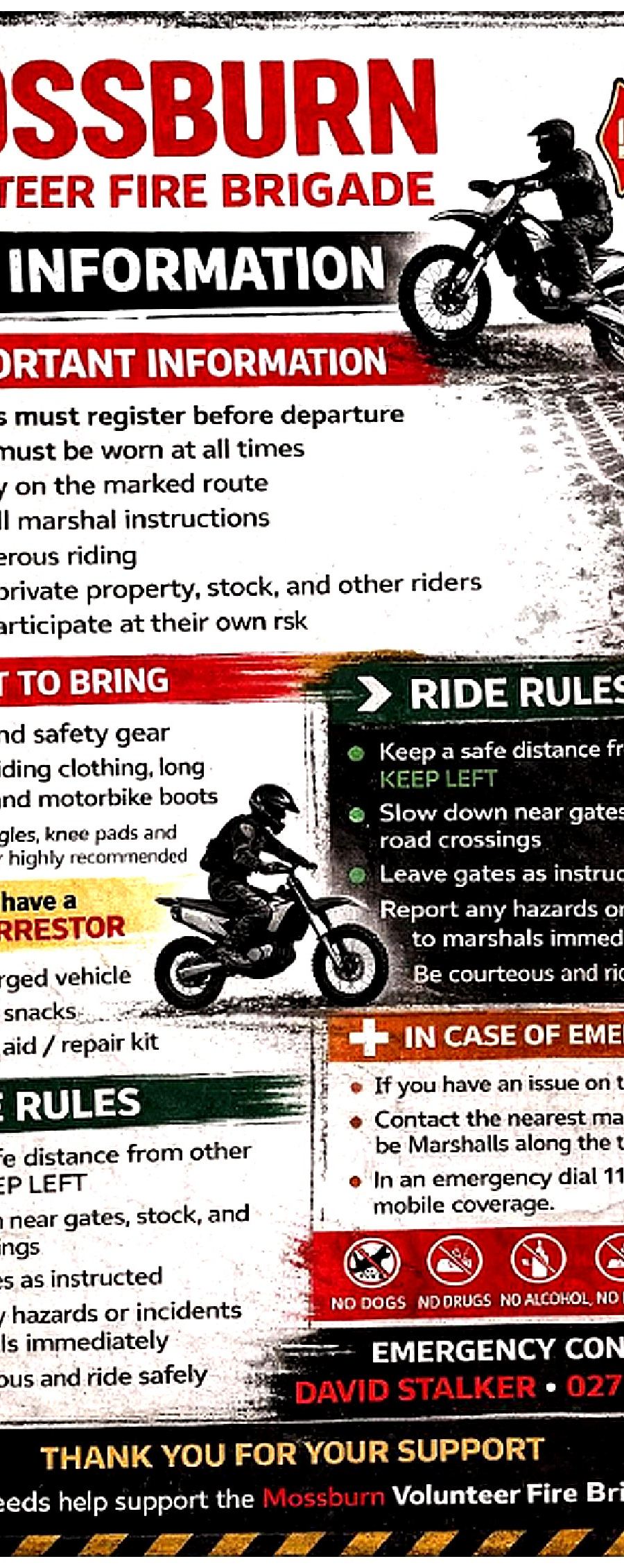 Mossburn Volunteer Fire Brigade Trail Bike Ride